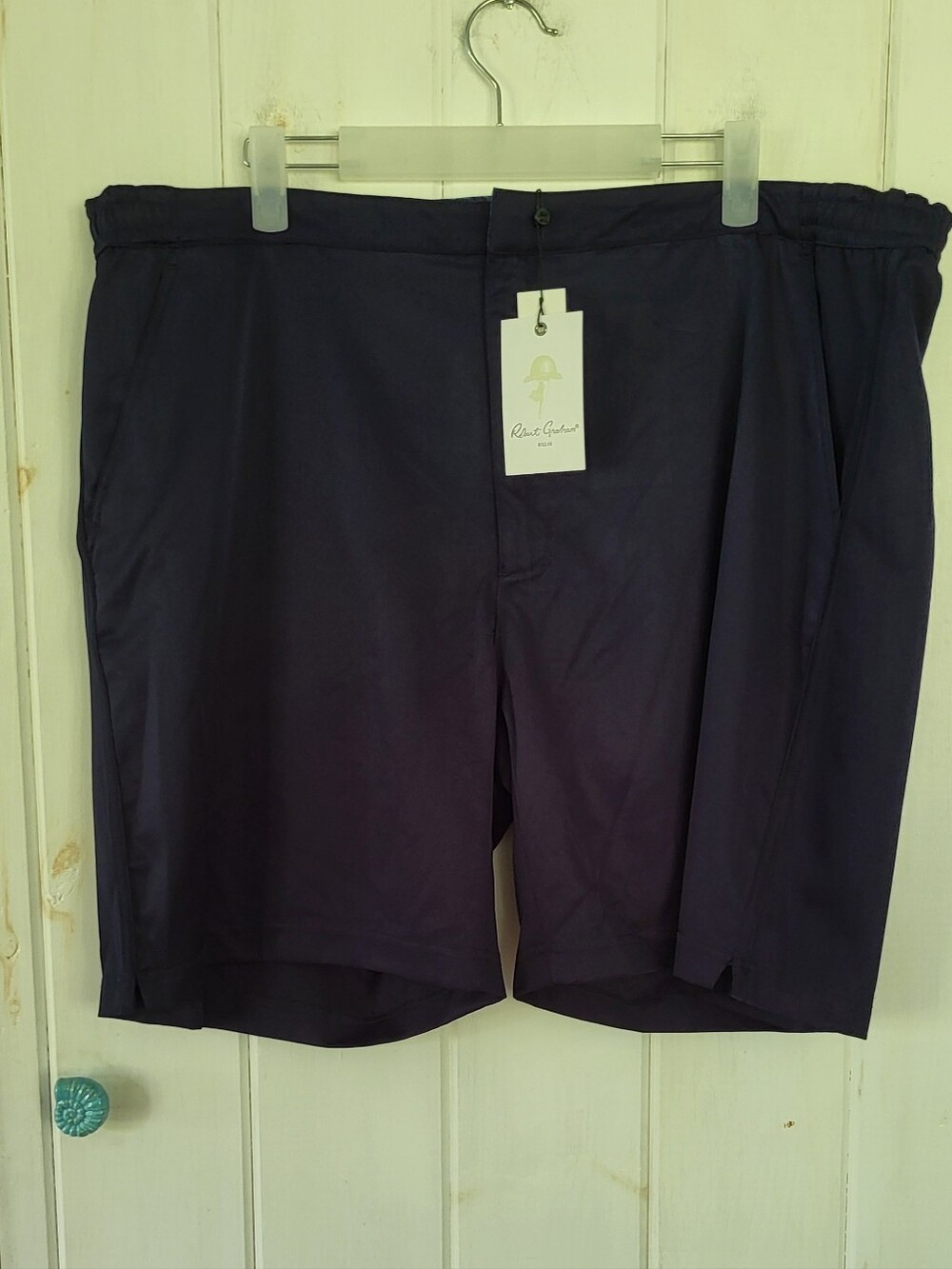 Robert Graham Navy Swim Board Shorts With Attached Retro Print Shorts